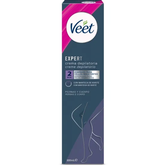 Veet Expert Crema Depilatoria para Cuerpo y Piernas, con Manteca de Karité, 200ml