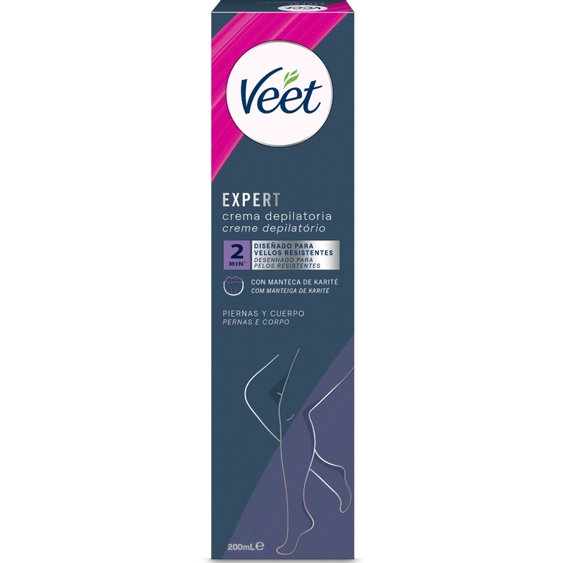 Veet Expert Crema Depilatoria para Cuerpo y Piernas, con Manteca de Karité, 200ml