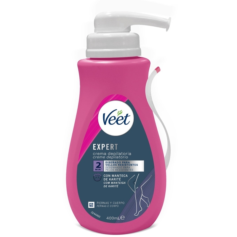 Veet Expert Crema Depilatoria para Cuerpo y Piernas, con Manteca de Karité, 400ml